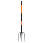 KOLEIYA 5-Tine Pitchfork for Gardening, 57-Inch Heavy Duty Garden Fork with Orange Fiberglass Handle for Compost, Mulch and Manure