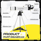 Telescope, 90mm Aperture 700mm - Vertisteel AZ Mounting Base, Highly Adjustable Telescopes, Ideal for Adults, Astronomers & Kids with Carrying Case, Wireless Remote, Phone Adapter (White)