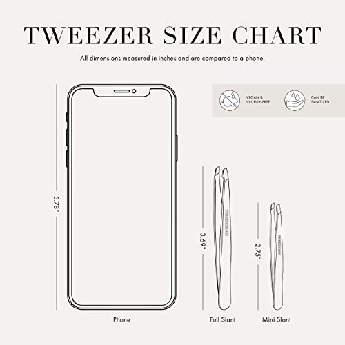 Tweezerman Mini Slant and Point Tip Tweezer - Tweezers Set for Eyebrows, Facial Hair, Ingrown Hairs