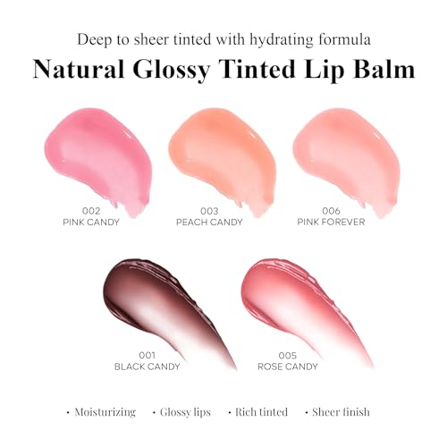KYDA 2 Colors Tinted Lip Balm, Hydrating Sheer Formula Lip Balm, Natural Glossy Finish, Moisturizing Lip Care Balm for Dry Lips, Black Candy +Rose Candy