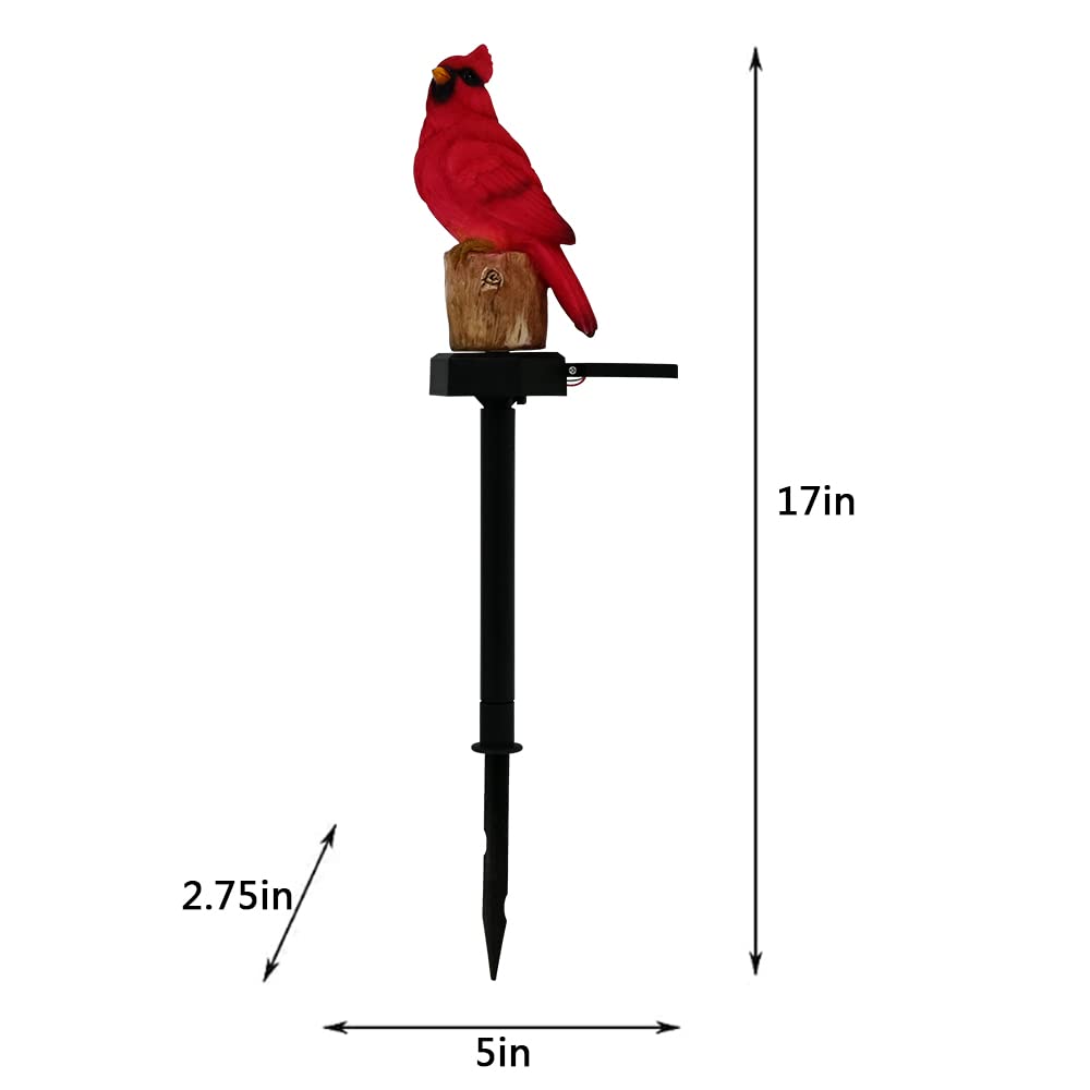 Cardinal Garden Decor Red Bird Figurine Memorial Solar Light Outdoor Stake