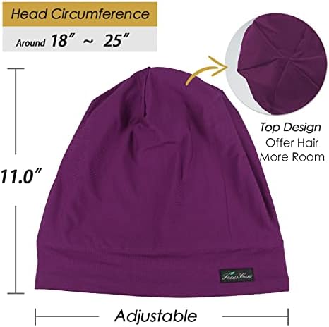 FocusCare Satin Lined Sleep Slouchy Cap Curly Girl Slap Headwear Gifts for Frizzy Hair Women