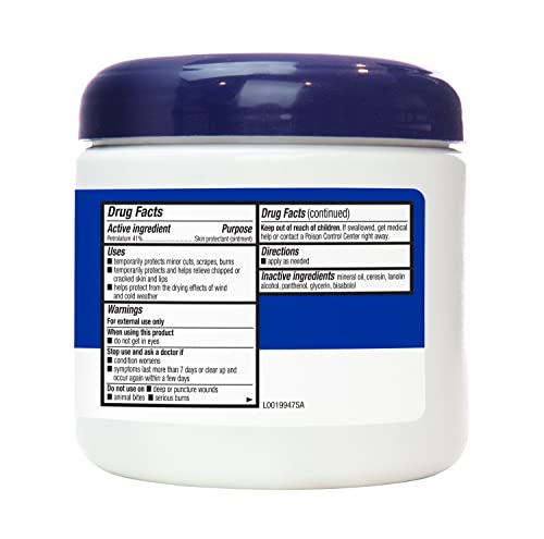 Amazon Basics Healing Ointment & Skin Protectant for Dry & Cracked Skin, Chapped Lips, Minor Cuts and Scrapes, Lip Repair Moisturizer, Fragrance Free, 14 oz, 4-Pack