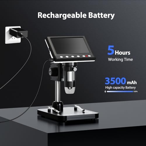 Hayve 4.3'' IPS Coin Microscope, 1000X Magnification Digital Microscope for Adults，Coin Collection Supplies with 8 Adjustable LEDs，Windows Compatible，32GB TF Card