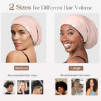 YANIBEST Silk Satin Bonnet Hair Wrap for Sleeping - Adjustable Stay on Silk Lined Slouchy Beanie Hat for Curly Hair and Braids Pink