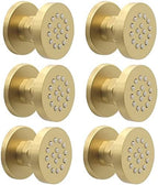 Brass Round Shower Body Spray Jets 6 Pack, HOMEDEC Spa Massage Nozzle 2inch Rain Showerhead Wall Mount Rainfall Shower Head Sprayer, Brushed Gold