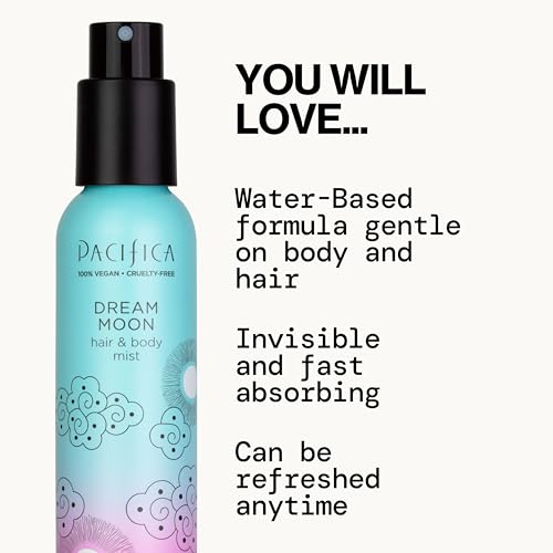 Pacifica Hair Perfume & Body Fragrance Spray Mist - Dream Moon with Bergamot, Pear, Pink Rose, Coconut, Vanilla, Sandalwood & Patchouli ��� Alcohol-Free, Vegan & Cruelty-Free, 5 oz (1 Count)