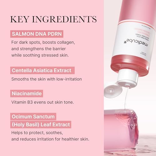 Medicube Salmon DNA PDRN Pink CICA Soothing Toner I Pink Glow Toner for Skin Boosting, Soothing and Calming, Uneven Skin Tone, Peptide & Niacinamide, Korean Skin Care (250ml / 8.45 fl. oz.)