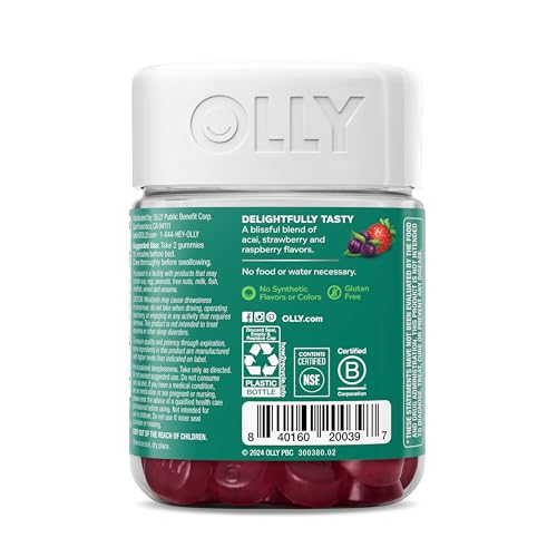 OLLY Muscle Recovery Sleep Gummies, Sleep and Sore Muscle Support, 3mg Melatonin, Tart Cherry, Vitamin D, Berry Flavor - 40 Count