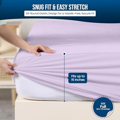 Utopia Bedding Waterproof Mattress Protector Full Size, Premium Terry Mattress Cover 200 GSM, Breathable, Fitted Style with Stretchable Pockets (Lavender)
