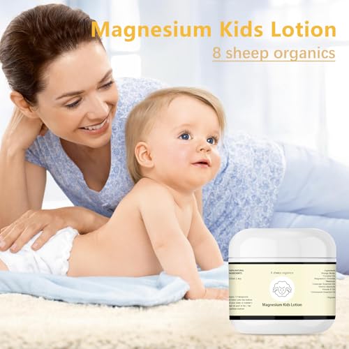 8 Sheep Organics Magnesium Cream,Magnesium Lotion for Sleep Kids,Topical Magnesium Cream Helps Kids Stay Calm at Bedtime and During The Night
