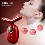 3-in-1 Beauty Massager for Face and Neck, Red-Light-Therapy-for-Face and Neck, Face culpting Wand with 3 Color, at-Home Face Tool for Skin Care