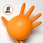 TitanFlex Thor Grip Heavy Duty Industrial Orange Nitrile Gloves with Raised Diamond Texture, 8-mil, Latex Free, Powder Free