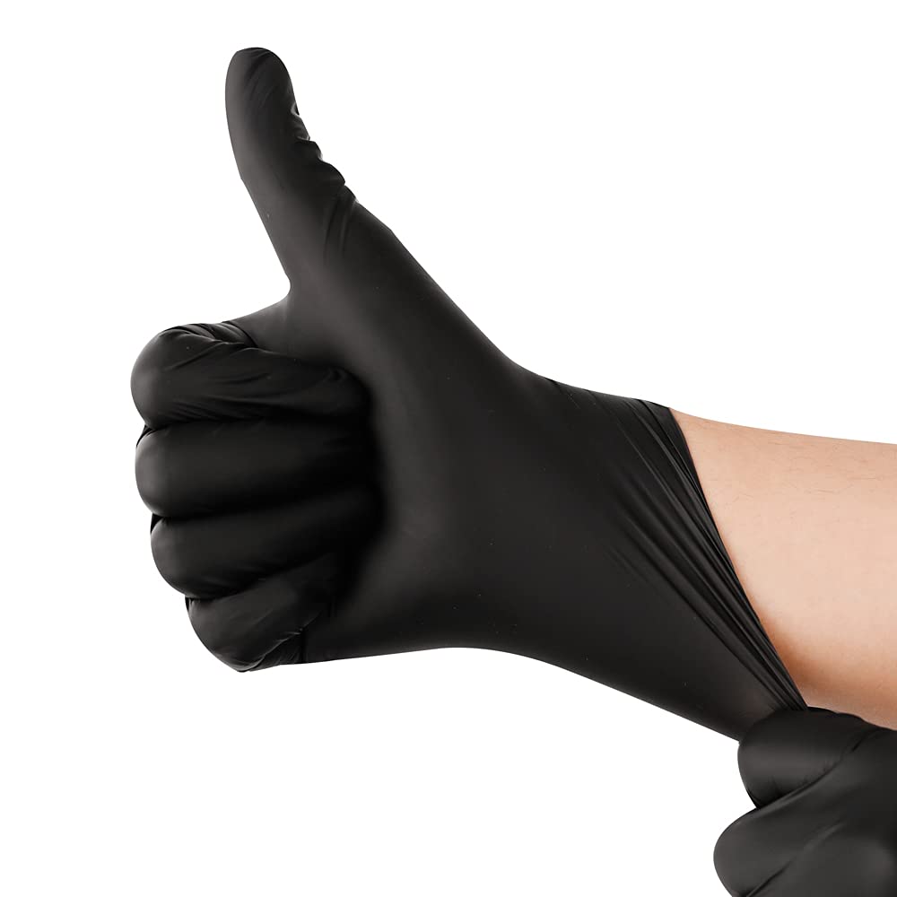 YOTU Black Disposable Nitrile Latex & Powder Free 6-Mil Gloves 100 Count, Textured, Mechanic Wearing, Cleaning, Food Black Medium