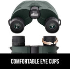 GORILLA GRIP 10x25 Compact Binoculars for Adults with Strap, Superior High Powered Clear 10X Magnification, Lightweight, Bird Watching, Hunting, Stargazing, Adjustable Eye Cups, Green
