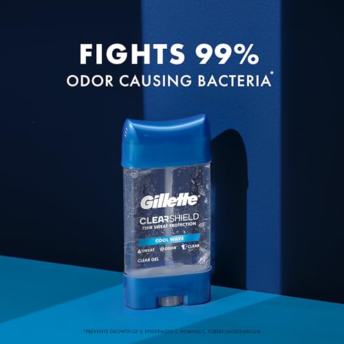 Gillette Antiperspirant and Deodorant for Men, 72hr Sweat & Odor Protection, Long Lasting Freshness, Anti-White Mark Technology, Clear Gel, Cool Wave Scent, 3.8 oz (Pack of 3)