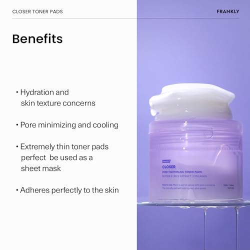 Frankly Closer Toner Pads 70pcs | Pore Minimizing & Moisturizing Jelly Pads for Smooth Skin | 9 Peptides, Vegan Collagen & Rice Extract | Vegan, All skin types, Korean Skincare | Valentines Day Gifts