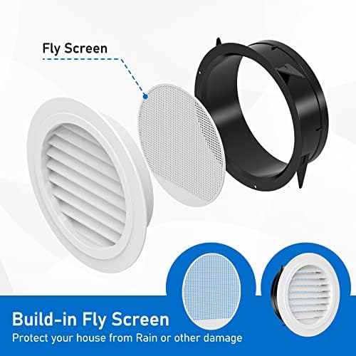 Hon&Guan 8'' Soffit Exhaust Vent, 8 Inch Round Wall Vent Cover for Bathroom Office Home (ø200mm)