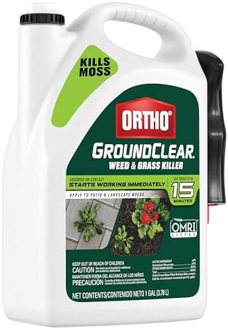 Ortho GroundClear Weed and Grass Killer with Comfort Wand, Kills Dandelions, Chickweed, Crabgrass, Moss and More in Patios and Landscapes, OMRI Listed, 1 gal.