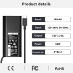 JEIBAO 65W 45W USB-C Laptop Charger Compatible with Dell Latitude 5530 5420 5430 5520 5540 7430 7420 7440 7340 7530 7330 7320 XPS 13 9250 9360 9365 9370 9380 9350 9550 Adapter Power Cord
