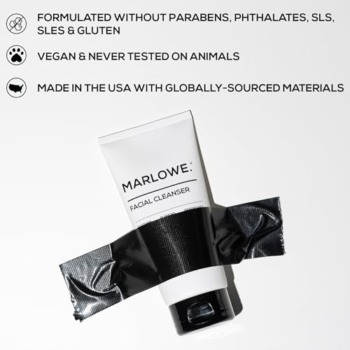 MARLOWE. No. 121 Facial Cleanser 6 oz, Daily Mens Face Wash with Natural Extracts & Antioxidants, Soothes, Purifies, Refreshes, Thick Lather, Fresh Woodsy Scent