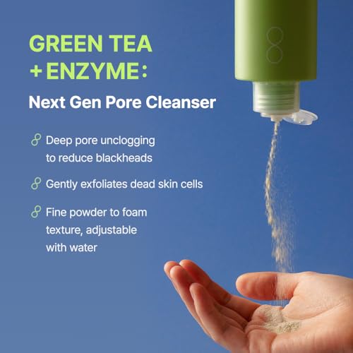 BY WISHTREND] Green Tea & Enzyme Powder Face Wash, All-in-one, Hydrating daily facial cleanser and Gentle exfoliator for pores and blackheads (3.88 Ounce (Pack of 1))
