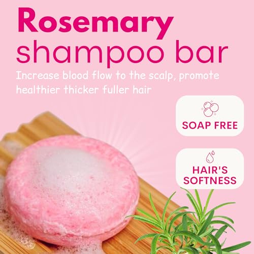 Muun Ginger Rosemary & Rice Water Shampoo Bar Pack 3 - Hair Growth, Thickening, Strengthening, Anti Hair Loss, Volumize & pH Balanced - Sulfate & Silicone Free For All Hair Type