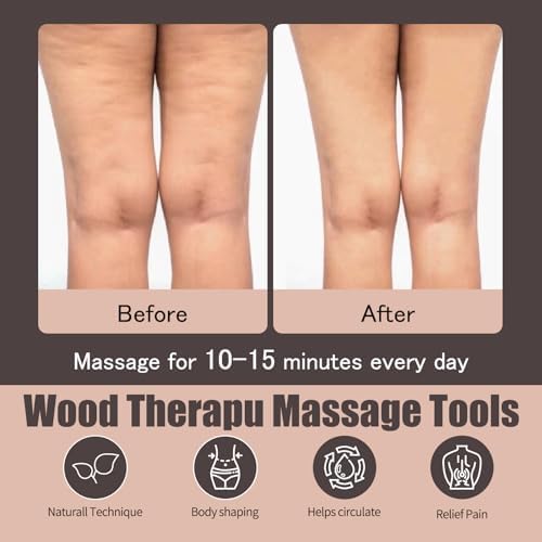 6 in 1 Wood Therapy Massage Tool Set for Body Sculpting Massage, Lymphatic Drainage and Muscle Pain Relief, Cellulite Sculpting Multi-Functional Massager