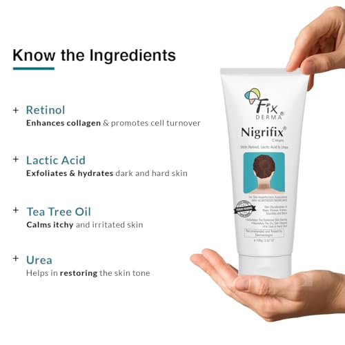 FIXDERMA Nigrifix Cream for Acanthosis Nigricans with Lactic Acid | Dermatologist Tested Retinol Cream | Useful for Dark Body Parts like Neck, Ankles, Armpits & Elbows –3.52 FlOz