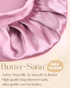 YANIBEST 2 PCS Baby Bonnet Silk Satin Bonnet for Kids Sleeping Cap Curly Natural Hair Silk Bonnets for Girls Boys Infant