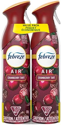 Febreze Cranberry Tart Christms Scented Air Freshener, Twin Pack, Odor Fighter Spray Holiday Air Freshener, Limited Edition-Winter Collection, 8.8 Oz Each