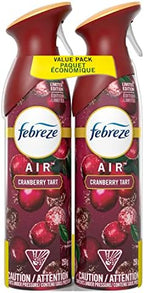 Febreze Cranberry Tart Christms Scented Air Freshener, Twin Pack, Odor Fighter Spray Holiday Air Freshener, Limited Edition-Winter Collection, 8.8 Oz Each