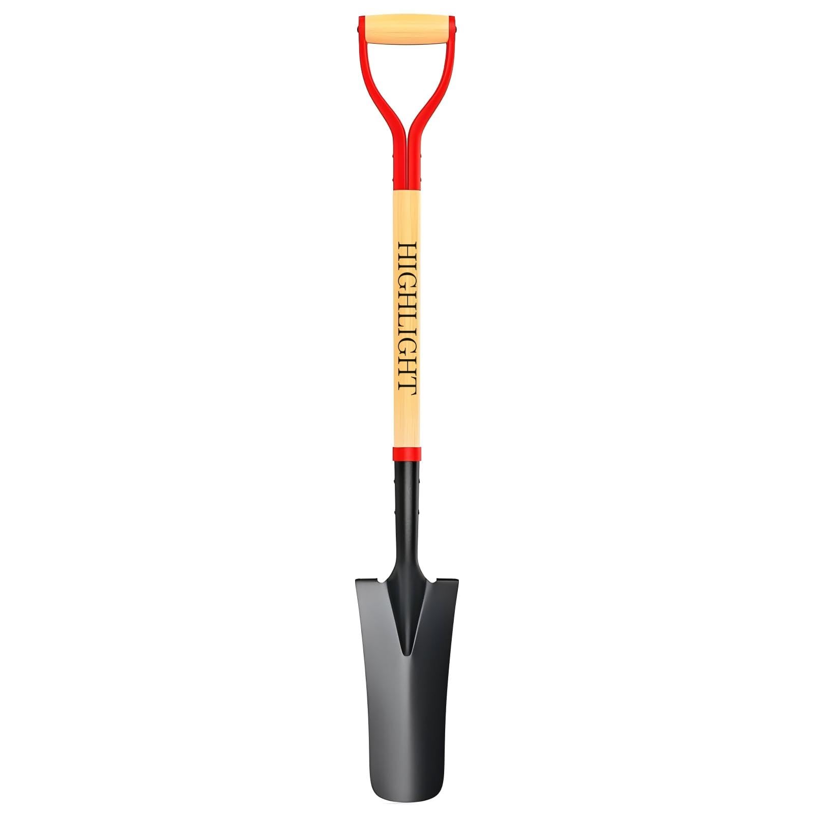 HIGHLIGHT Spade Shovel Digging Trench Garden 45 Inch D Grip Steel Shovel