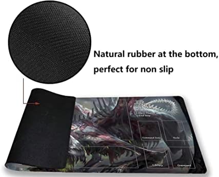 MTG Playmat, Game Play Mat for MTG TCG 24 x 14 inches Trading Card Inked Game Playmats with Storage Bag Smooth Rubber Surface Battle Game