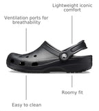 Crocs Unisex-Adult Classic Clog, Black, 9 Women/7 Men