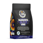 Bones Coffee Company Blueberry Blast Cake Flavored Coffee Beans, Medium Roast Ground Coffee Low Acid, Blueberry Pancakes Flavor (12 oz)