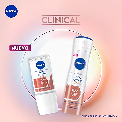 Clinical Whitening Deodorant Natural Tone / 96 hour protection antiperspirant for women in roll on/Pack of 3 (50 milliliters 1.7 Fl Oz)