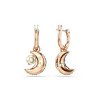 Swarovski Sublima drop earrings, Asymmetrical design, Moon, Multicolored, Rose gold-tone Finished