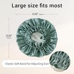ZIMASILK 100% Mulberry Silk Bonnet for Women Hair Care, Double Layered, Silk Hair Wrap for Sleeping with Elastic Stay On Head (1Pc, Greyish Green+Ivory)