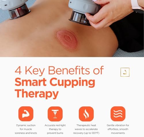 KOP Electric Smart Cupping Kit for Massage Therapy - Home Electric Cupping Set with Heat, Massage, Red Light, and Suction - 2 Size Cups with Travel case