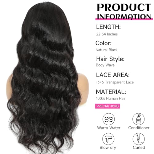 26 Inch 13x6 Lace Front Wigs Human Hair 200% Density Body Wave Lace Front Wigs Human Hair Pre Plucked Glueless Wigs Human Hair For Women HD Lace Frontal Wig Human Hair With Baby Hair