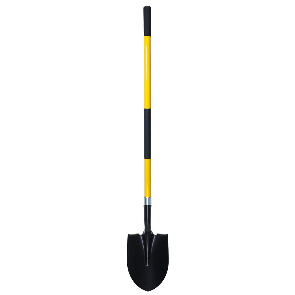 VNIMTI Heavy Duty Gardening Shovel, 56 Inch Round Blade with Fiberglass Handle (Yellow)