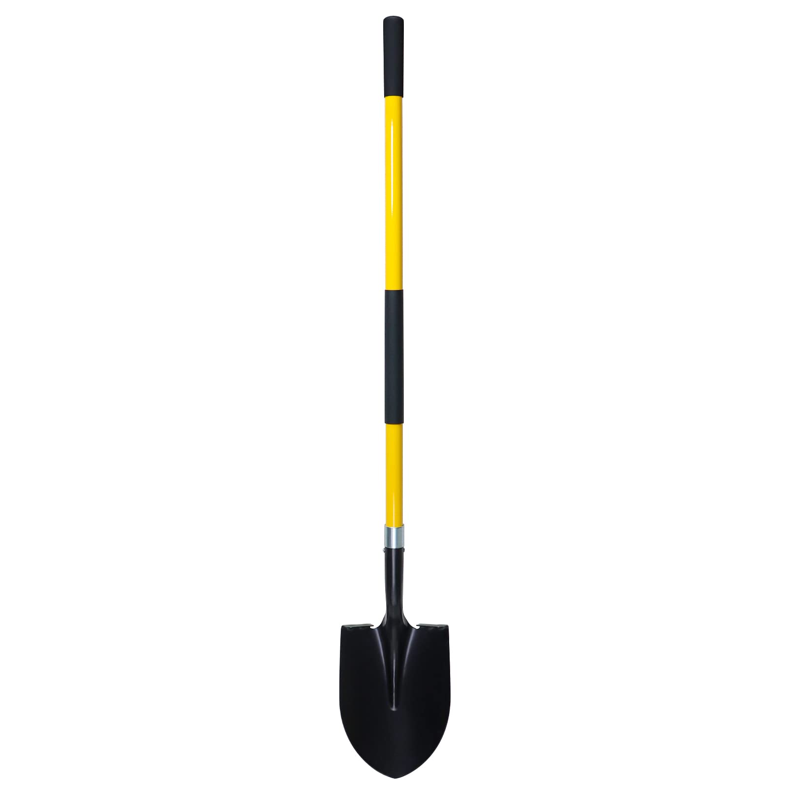 VNIMTI Heavy Duty Gardening Shovel, 56 Inch Round Blade with Fiberglass Handle (Yellow)