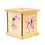 Wooden Piggy Bank for Kids and Adults, Personalized Gift Handmade in USA by BloomOwl, Custom Piggy Bank, Personalized Banks for Kids, Gifts for Baby Boys and Girls (Ballerina)