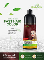Herbishh Hair Color Shampoo (Grape Red) - Magic Hair Dye for Gray Hair - Ammonia-Free, 3-in-1 Shampoo Conditioner - Lasts 2-3 Weeks, 500 ml