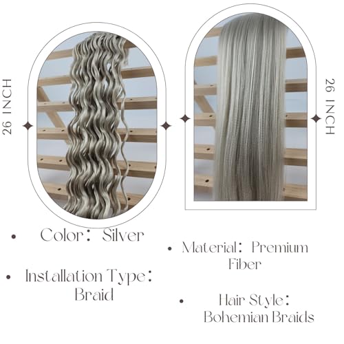 Silver Braiding Hair Pre stretched for Boho Braids Pre stretched Boho Braiding Hair