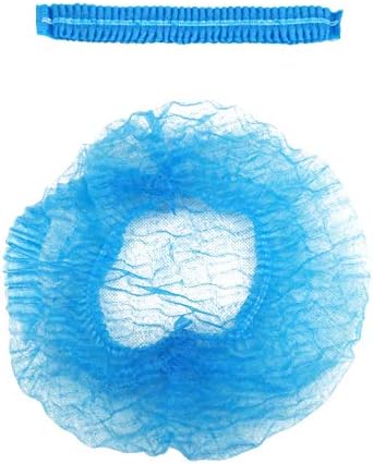 ProtectX 500-Pack Blue Disposable Hair Nets, Elastic Head Cover, Bouffant Caps, Sanitation Head Cover for Food Service, Spa Men & Women - 21 inch