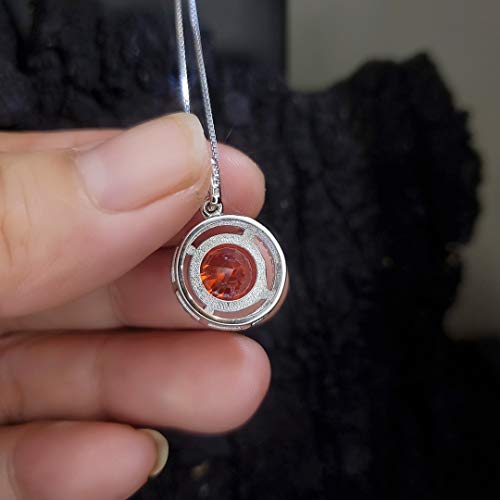Round Sunstone Necklace Tangerine Orange Sapphire Pendant High Quality Lab created Sterling Silver 4 CT Red Orange Spessartite Garnet Jewelry