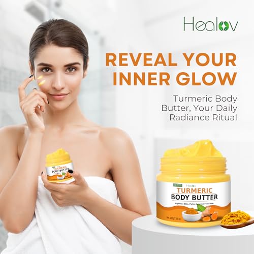 Turmeric Face Cream – All Natural Skin Brightening Lotion – Turmeric Whipped Body Butter for Dark Spots, Hyperpigmentation – Turmeric Skincare Cleanses, Fights Acne, Evens Tone, Scars, Sun Damage