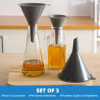 Plastic Kitchen Funnel Set of 3, Round Kitchen Funnels for Filling Bottles, Durable and Multifunctional Funnels for Filling Canning, Cooking, Lab or Car Oil